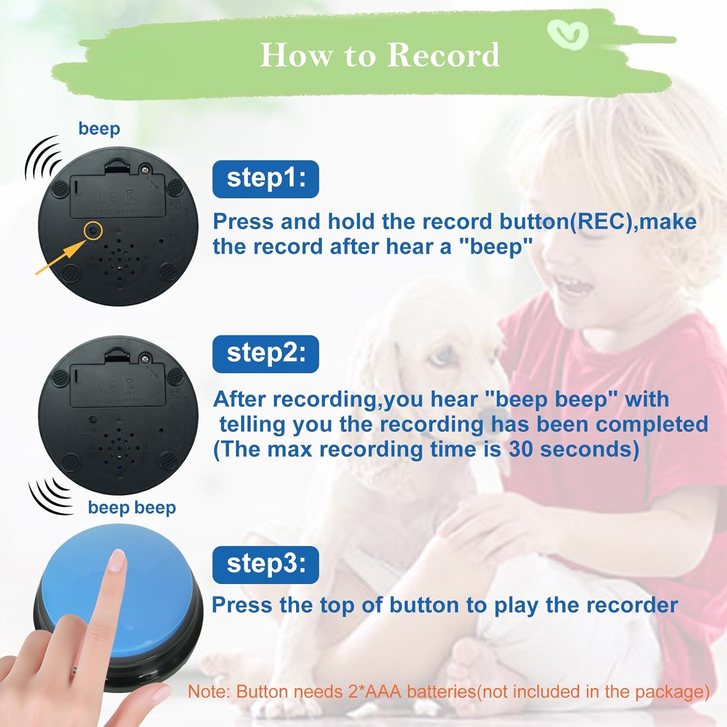 4er Set Hundetasten Sprachbuttons zur Kommunikation Hundetraining Aufnahme