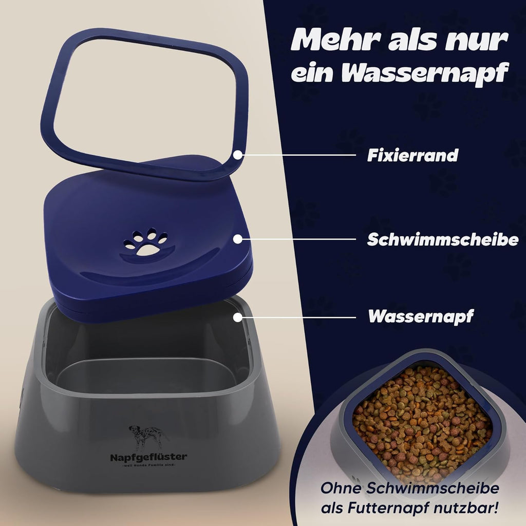 Bella auslaufsicherer Wassernapf 1 L fuer Hunde Katzen Anti-Schlabber rutschfest