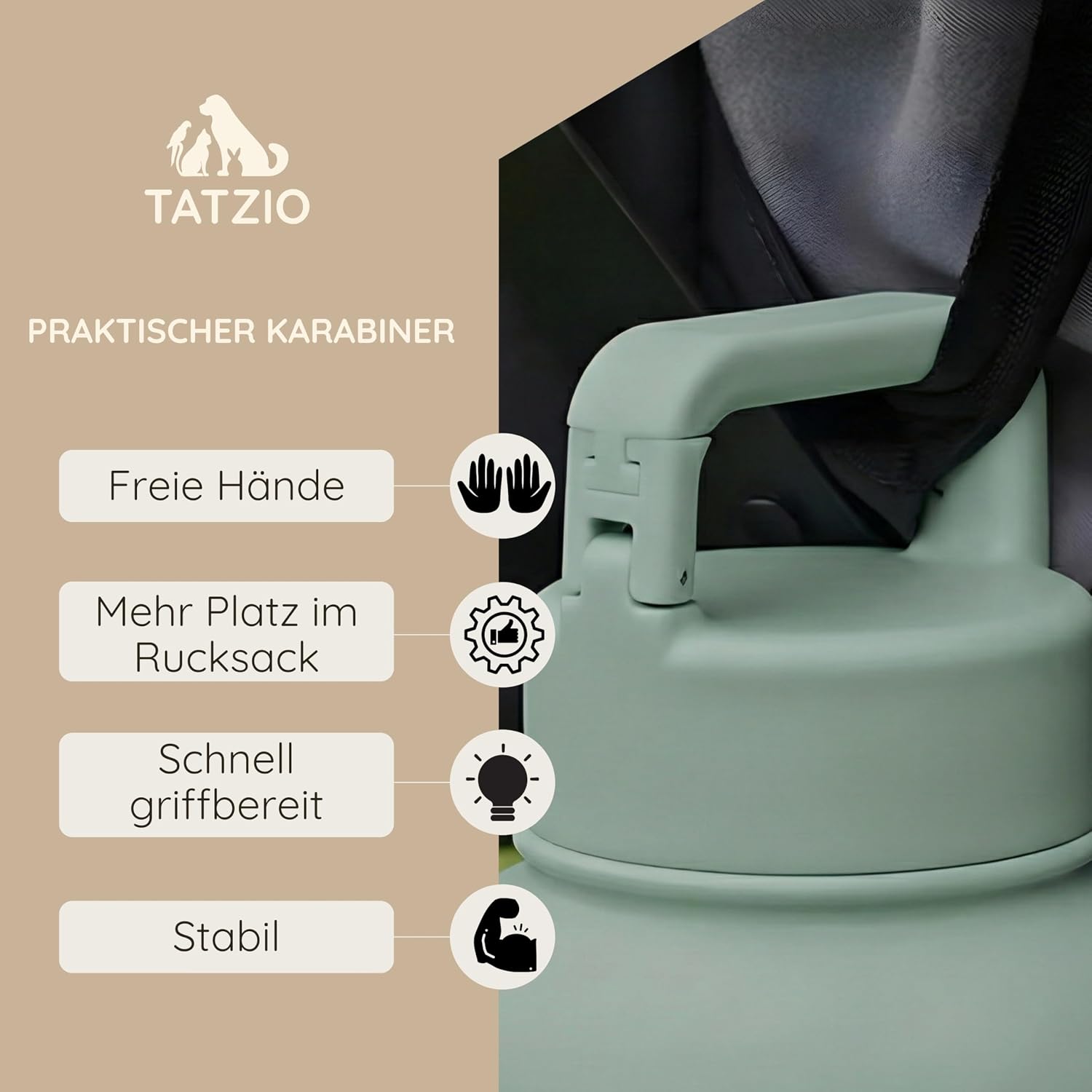 Reiseflasche 4-in-1 fuer Hunde Katzen Edelstahl isoliert auslaufsicher cr