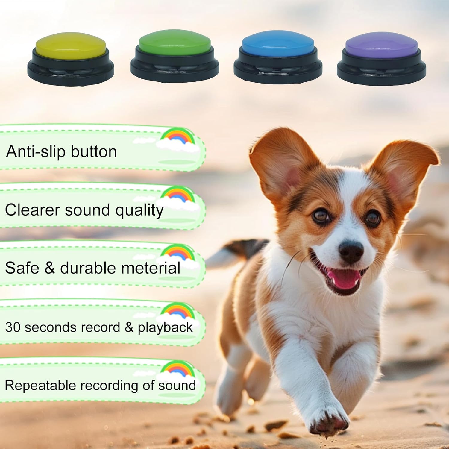 4er Set Hundetasten Sprachbuttons zur Kommunikation Hundetraining Aufnahme