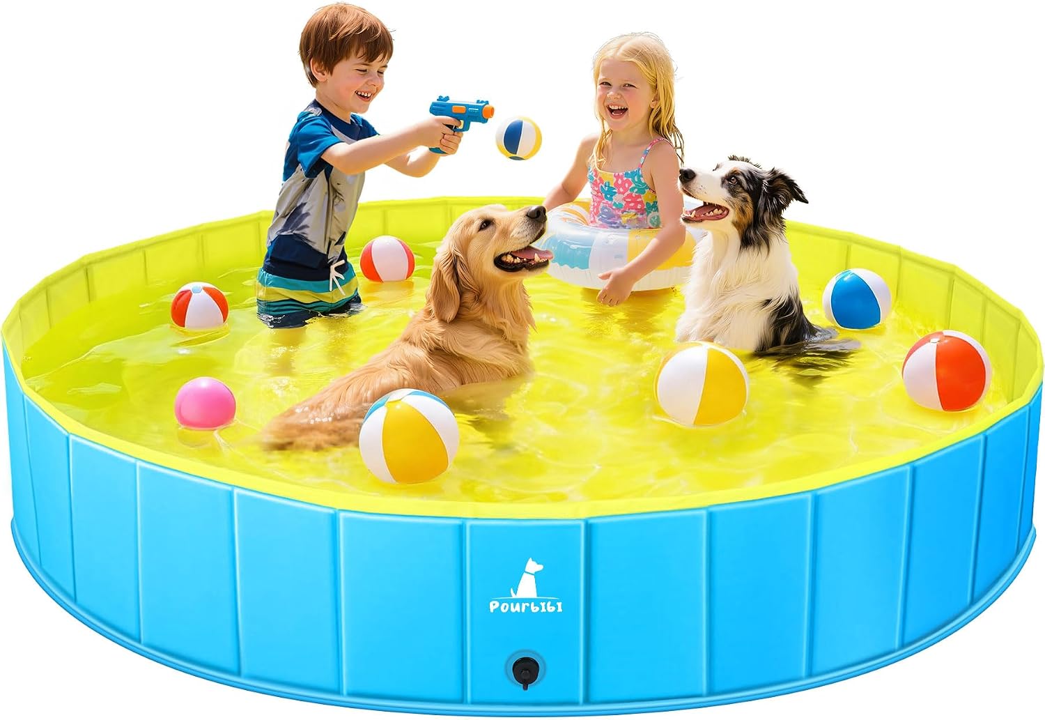 Pourbibi Hundepool 120 x 30 cm faltbares Planschbecken rutschfest fuer grosse Hund