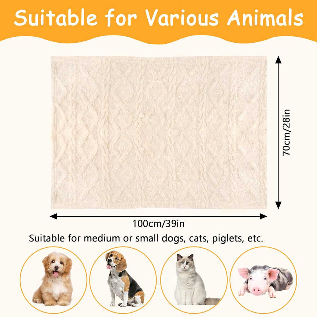 Hundedecke 70×100 cm Fleece flauschig waschbar beige fuer Hunde Katzen