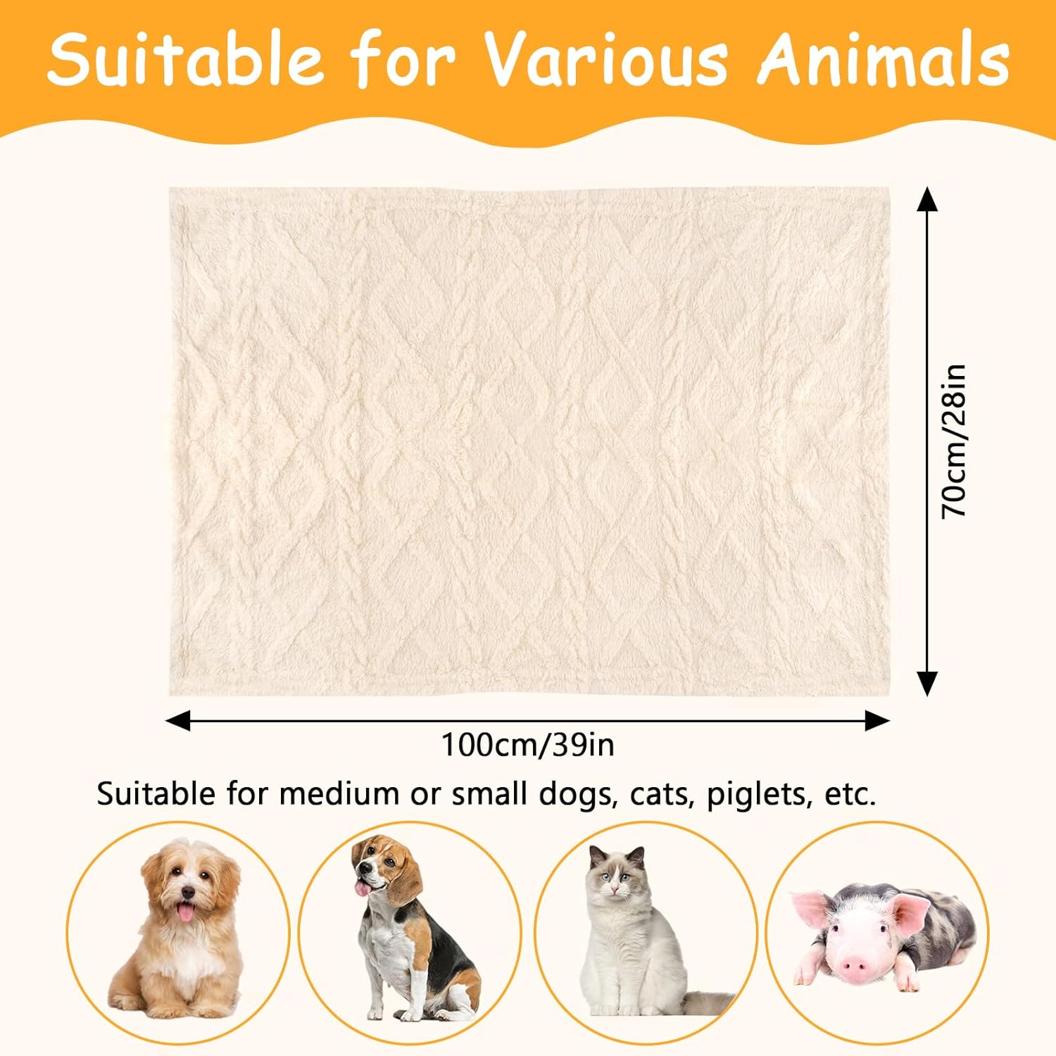 Hundedecke 70×100 cm Fleece flauschig waschbar beige fuer Hunde Katzen