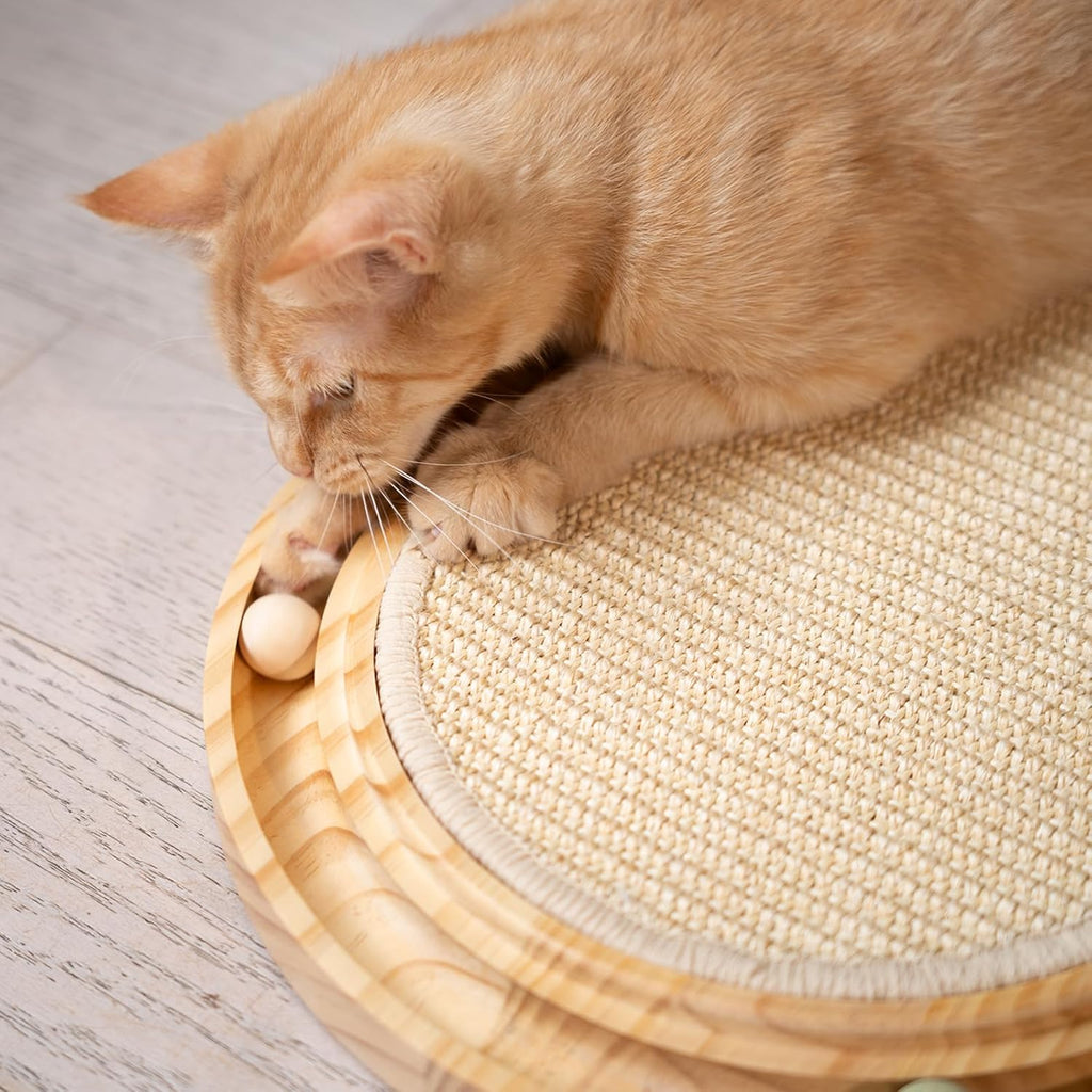 Katzen Kratzbrett Sisal 43x33cm Kratzmatte mit Spielzeug Catnip