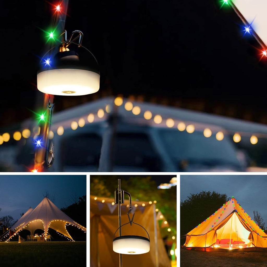 RISEMART Solar Lichterkette 10 m aufrollbar wasserdicht 5 Modi fuer Camping Hof