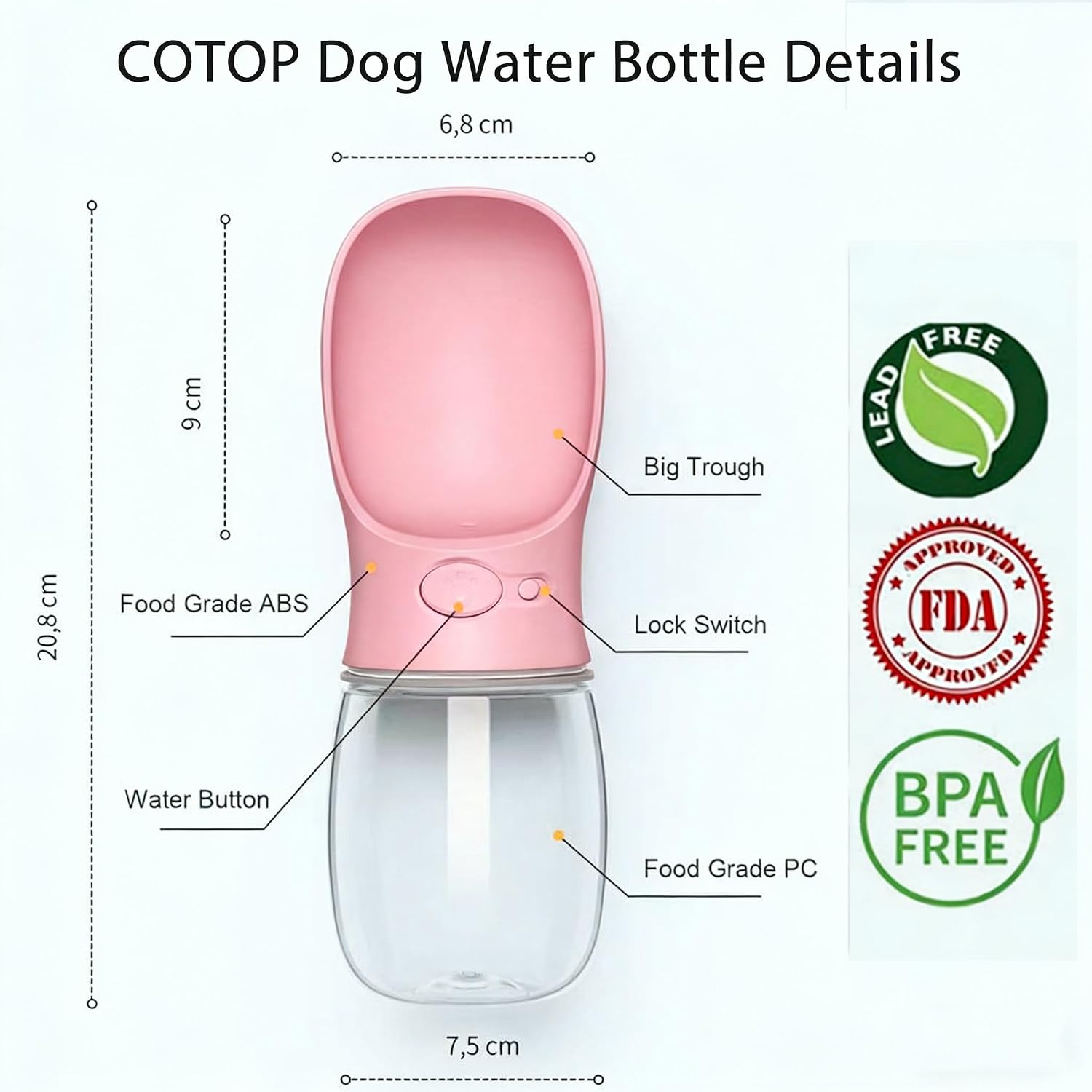 COTOP Trinkflasche Hund auslaufsicher Reise Wasserspender