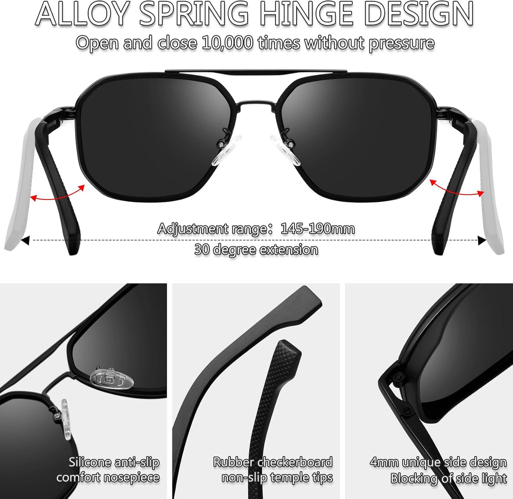 KANASTAL Herren Sonnenbrille polarisiert quadratisch Metallrahmen UV400