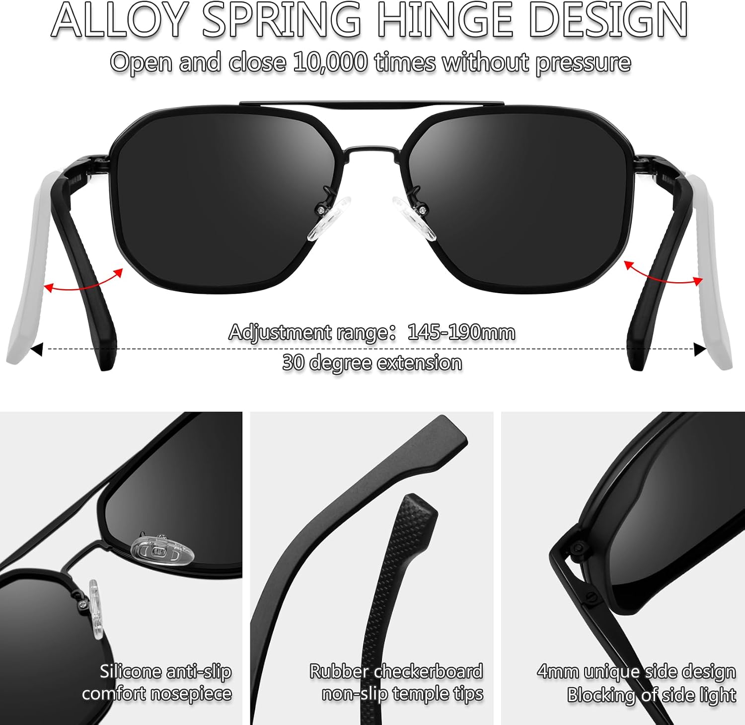 KANASTAL Herren Sonnenbrille polarisiert quadratisch Metallrahmen UV400