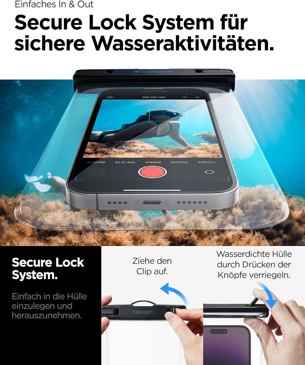 Spigen schwimmende wasserdichte Handyhuelle IPX8 bis 7" schwarz, 2er-Pack
