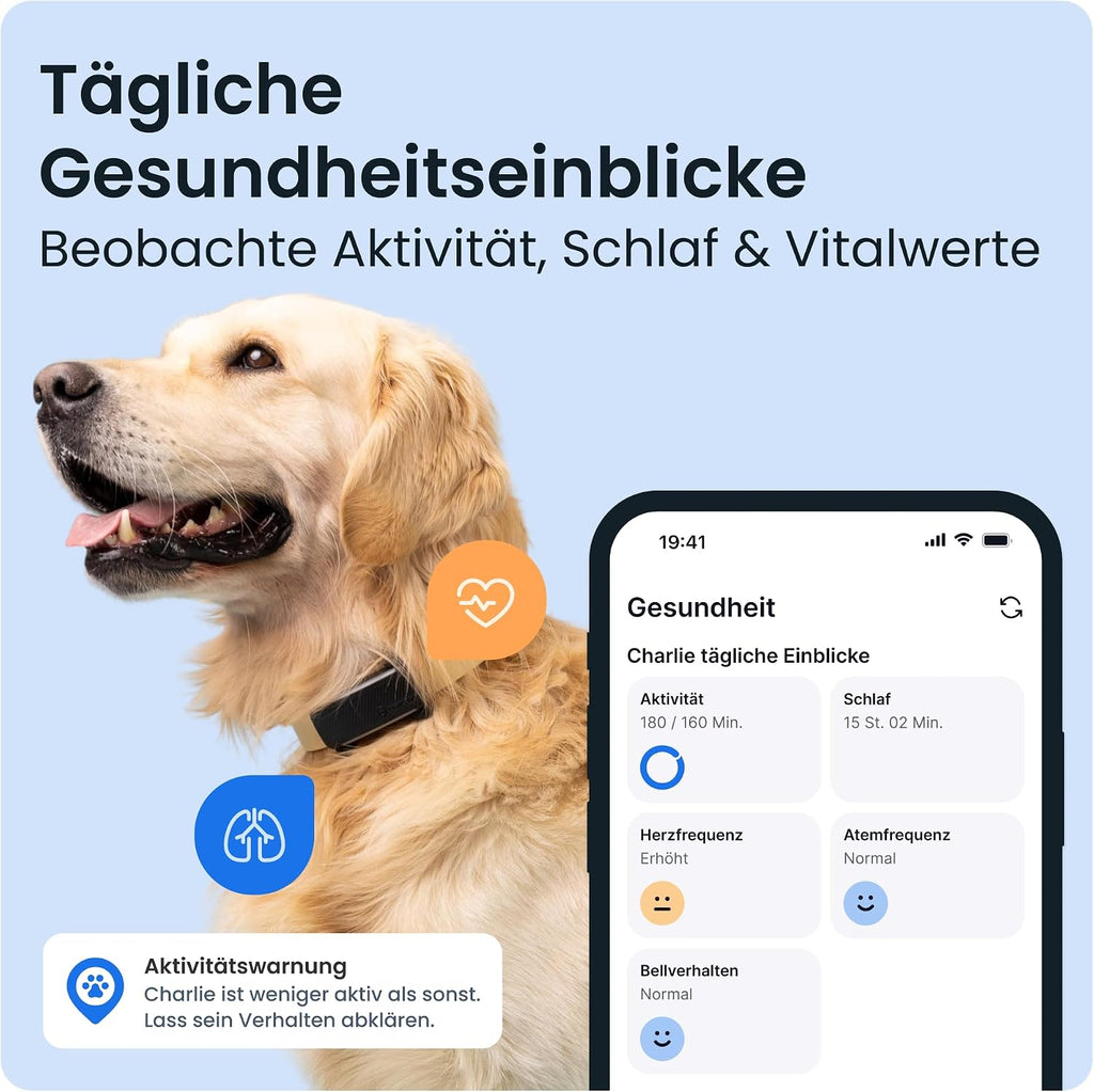 Tractive GPS Tracker 2025 Edition fuer Hunde Schwarz mit Live-Ortung
