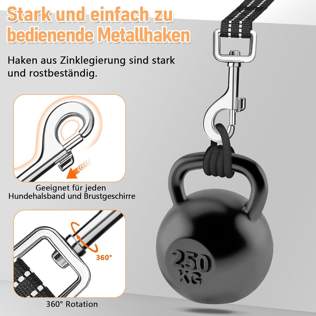 XBEN Schleppleine 3m-50m reflektierend mit Handschlaufe Metallhaken 3m-50m
