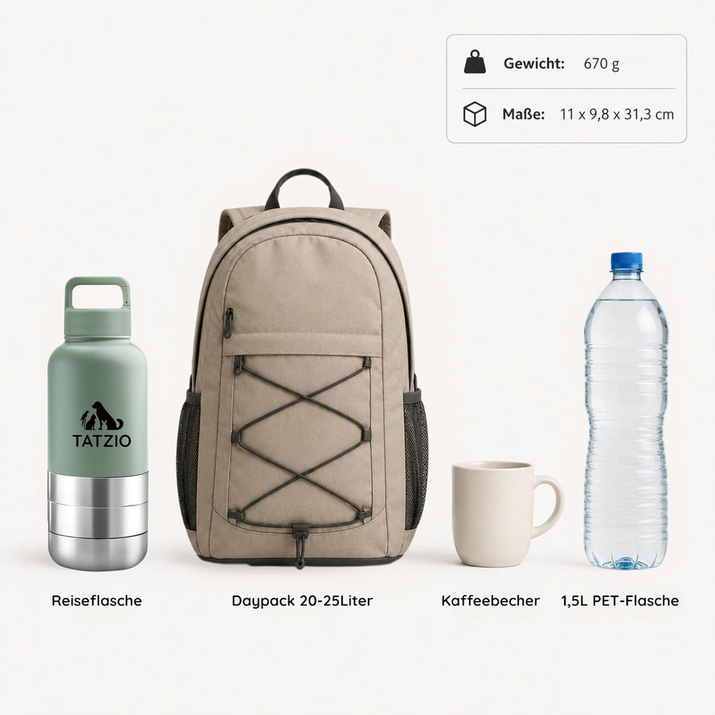 Reiseflasche 4-in-1 fuer Hunde Katzen Edelstahl isoliert auslaufsicher cr