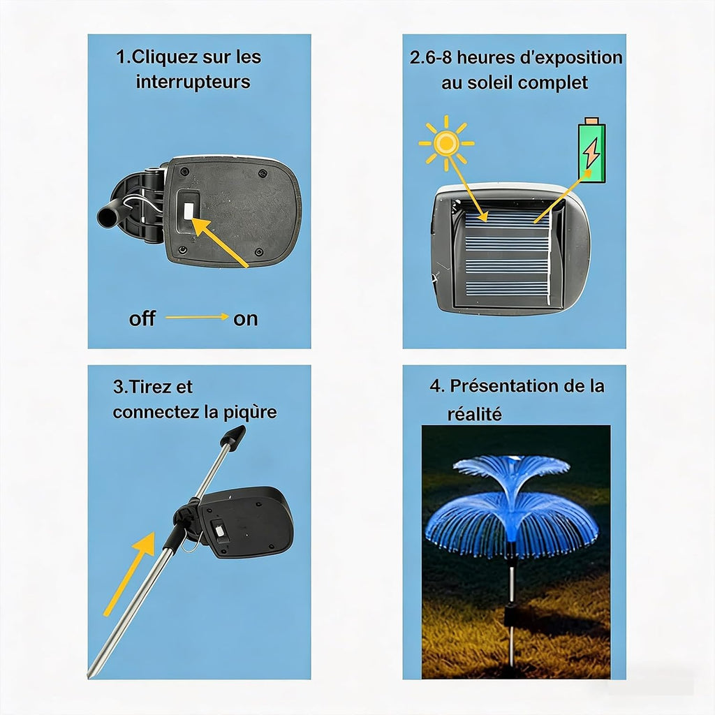 Hqynss Solar-Qualle 3er-Set mehrfarbig LED Solarlampen IP65 fuer Garten