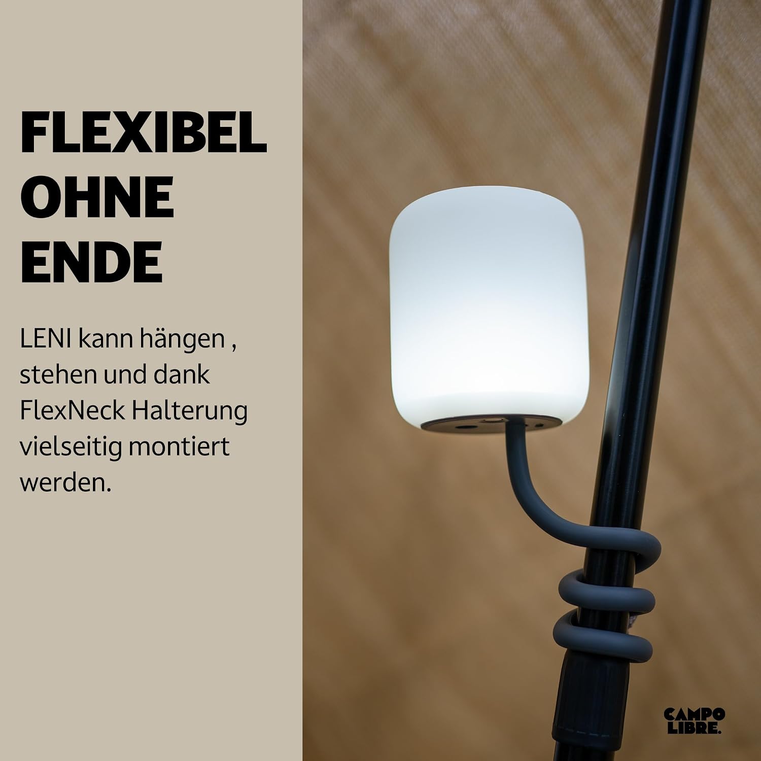Campo Libre LENI I wiederaufladbare dimmbare Campinglampe zum Aufhaengen Moos