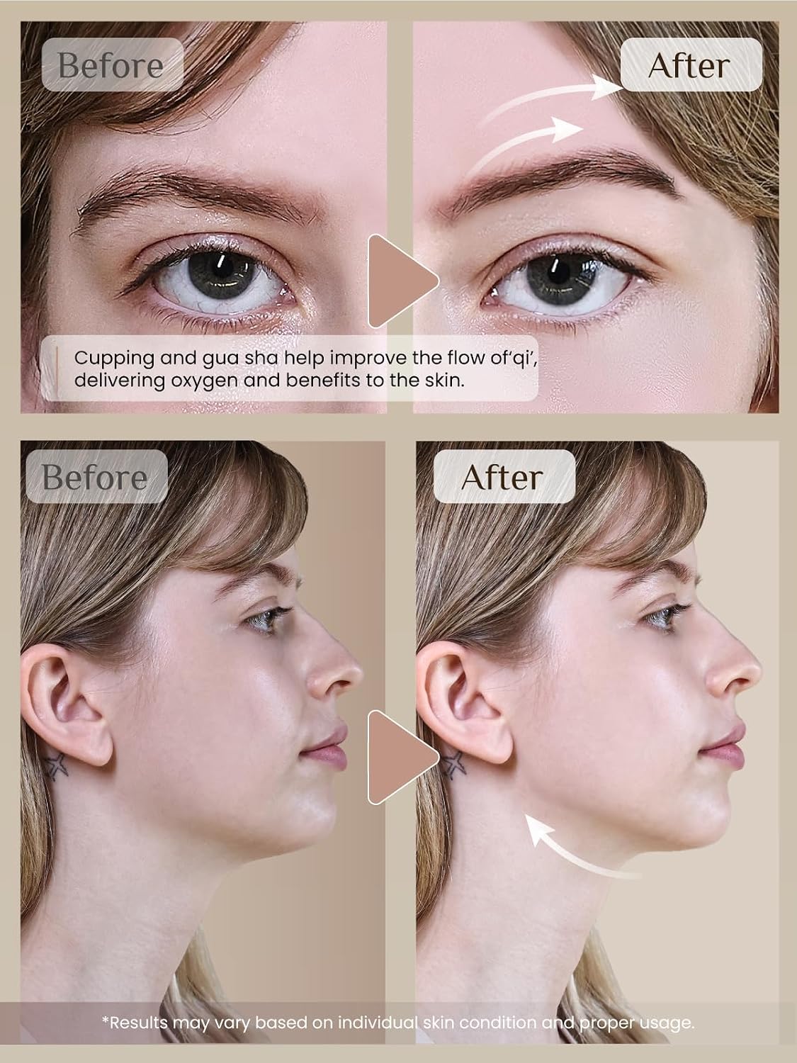 Rena Chris Gesichts-Schroepfset Gua Sha Rosenquarz Silikon Gesichtspflege Rosa