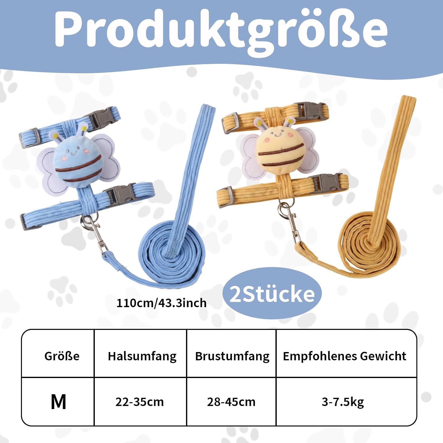 Katzengeschirr verstellbar 2er Set atmungsaktiv Softgeschirr mit Leine Brustgurt