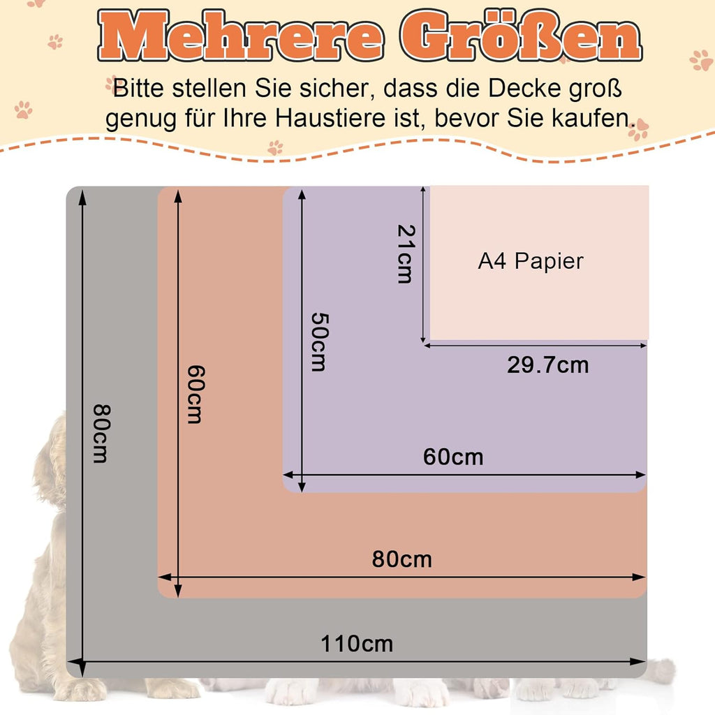 Hundedecke 110x80 cm 3er Set weich waschbar fuer Hunde und Katzen