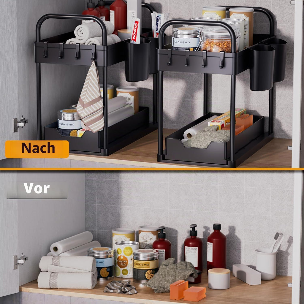 Unterwaschbecken Organizer 2 Etagen Kuechenregal Schwarz