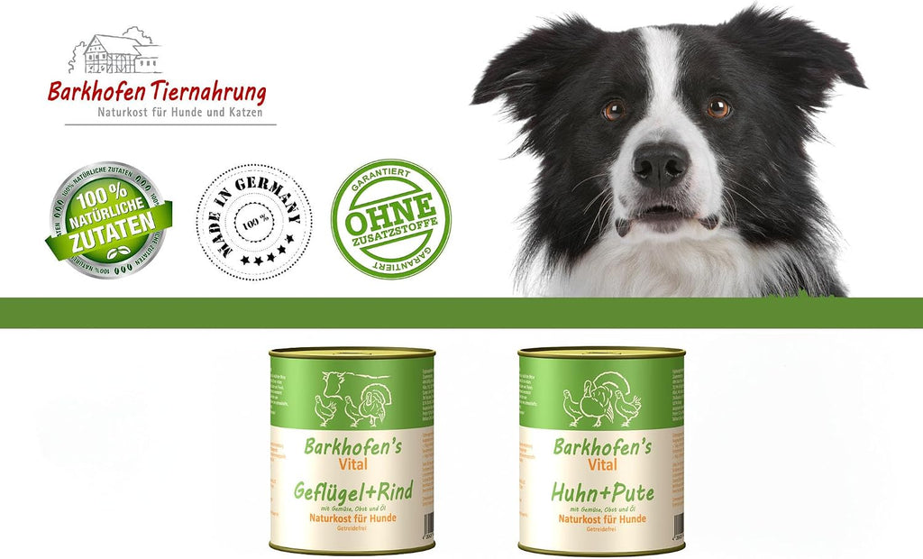 Barkhofen Hundefutter Nass 6x800g getreidefrei mit Gefluegel und Rind