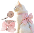 Katzen Geschirr mit Leine Pink Schleife S, verstellbar, atmungsaktiv fuer Kitten