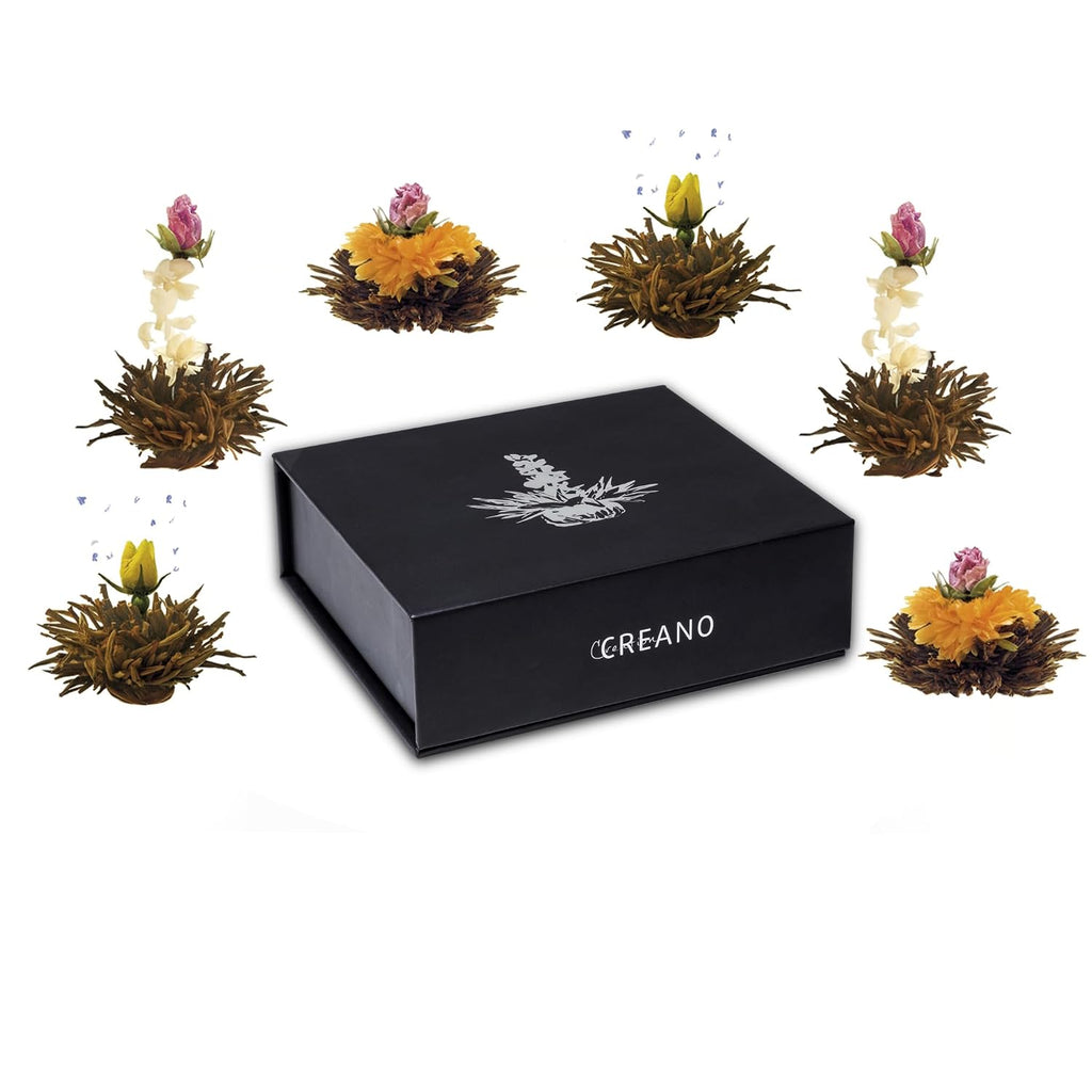 Creano Teeblumen Geschenkbox 6 Sorten Magnetbox Weiss Gruen Schwarz, verschiedene