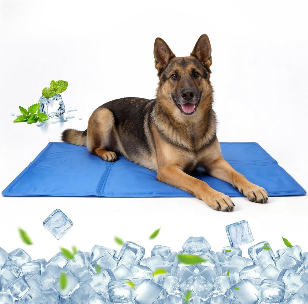 Selbstkuehlende Hundekuehlmatte 65×50 cm wasserdicht faltbar mit Kuehlgel 50cm-65cm