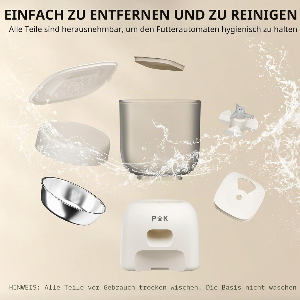 PUPPY KITTY Futterautomat fuer Katzen mit WiFi App und Edelstahlnapf