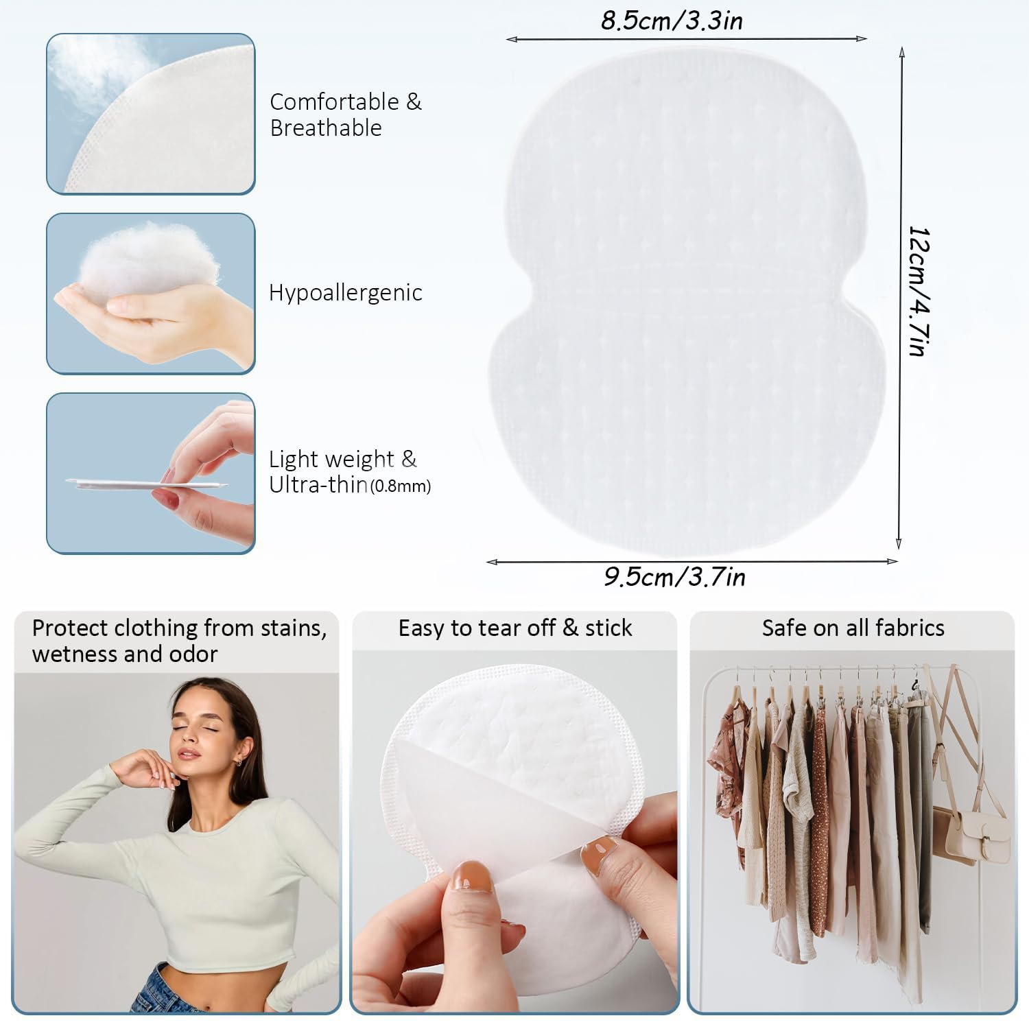 100 Stueck selbstklebende Achselpads Schweissabsorber geruchsfrei fuer Damen Herren