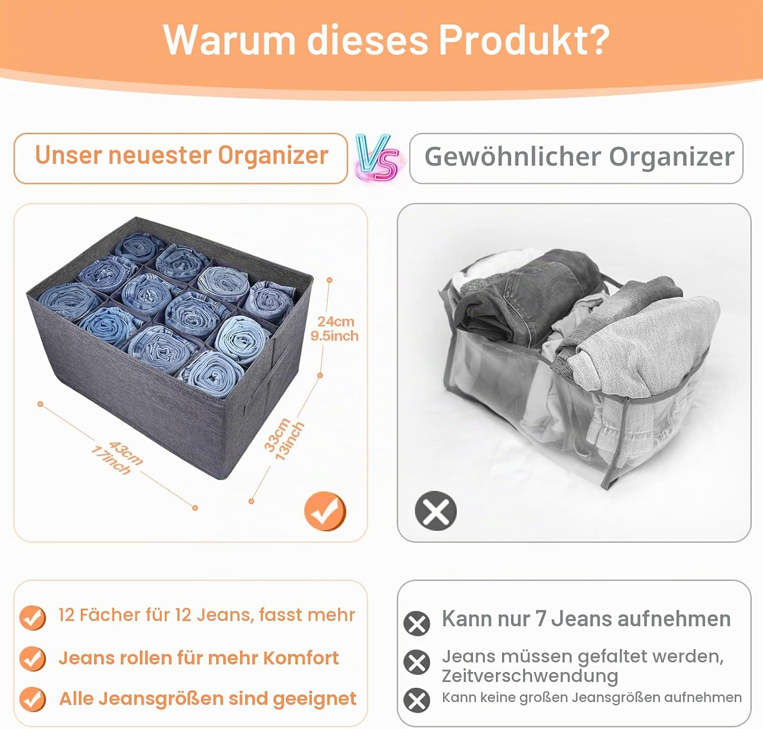 Kleiderschrank Organizer 12 Zellen Schubladen Aufbewahrungsbox fuer Kleidung