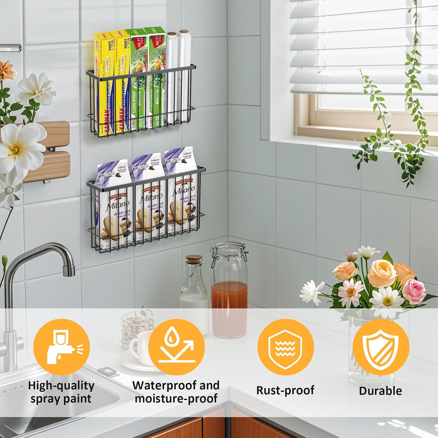 Schranktuer Organizer 2er Set selbstklebend Kueche Bad Aufbewahrungsbox