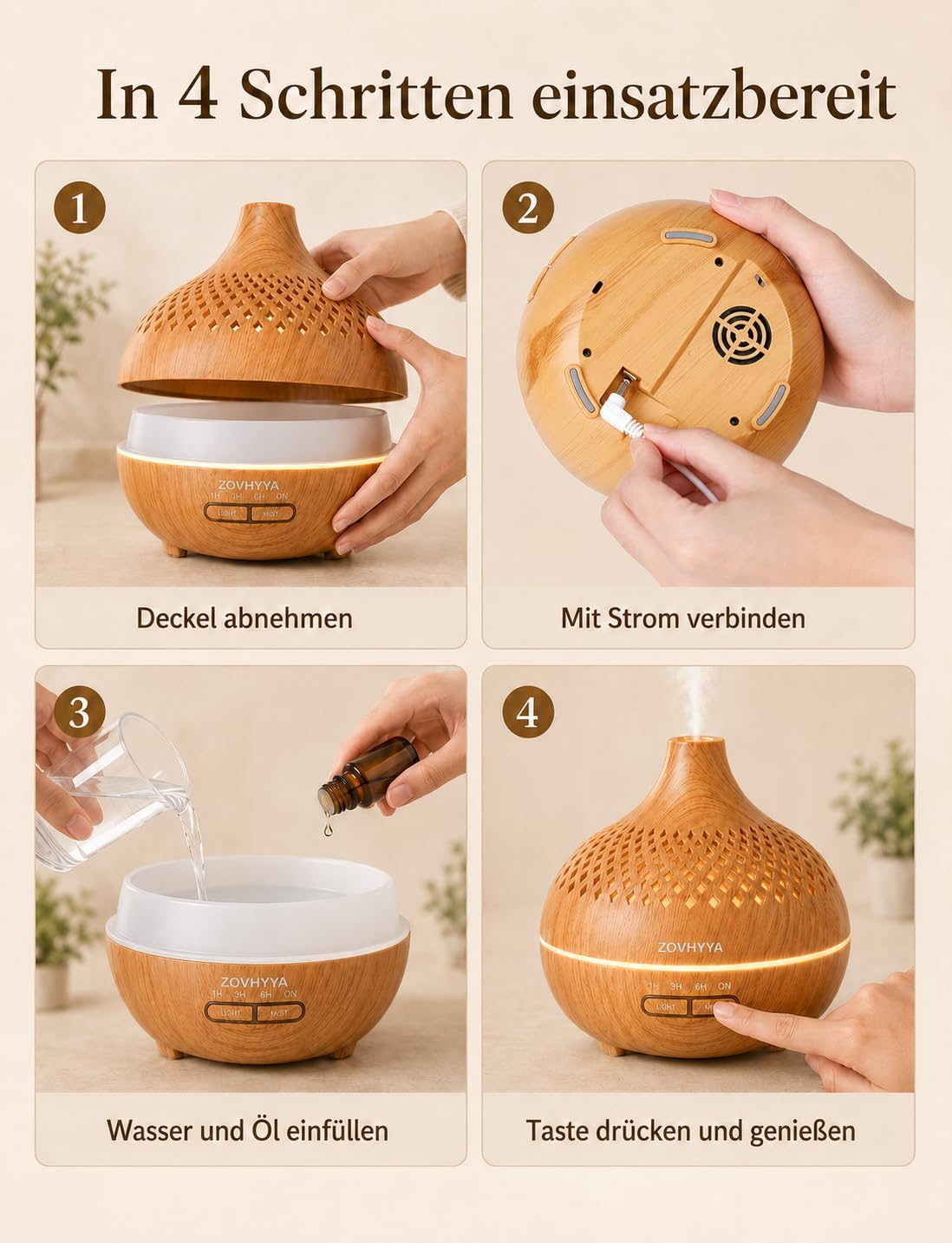 Aroma Diffuser 500 ml Duftdiffusor Set mit Fernbedienung LED Timer