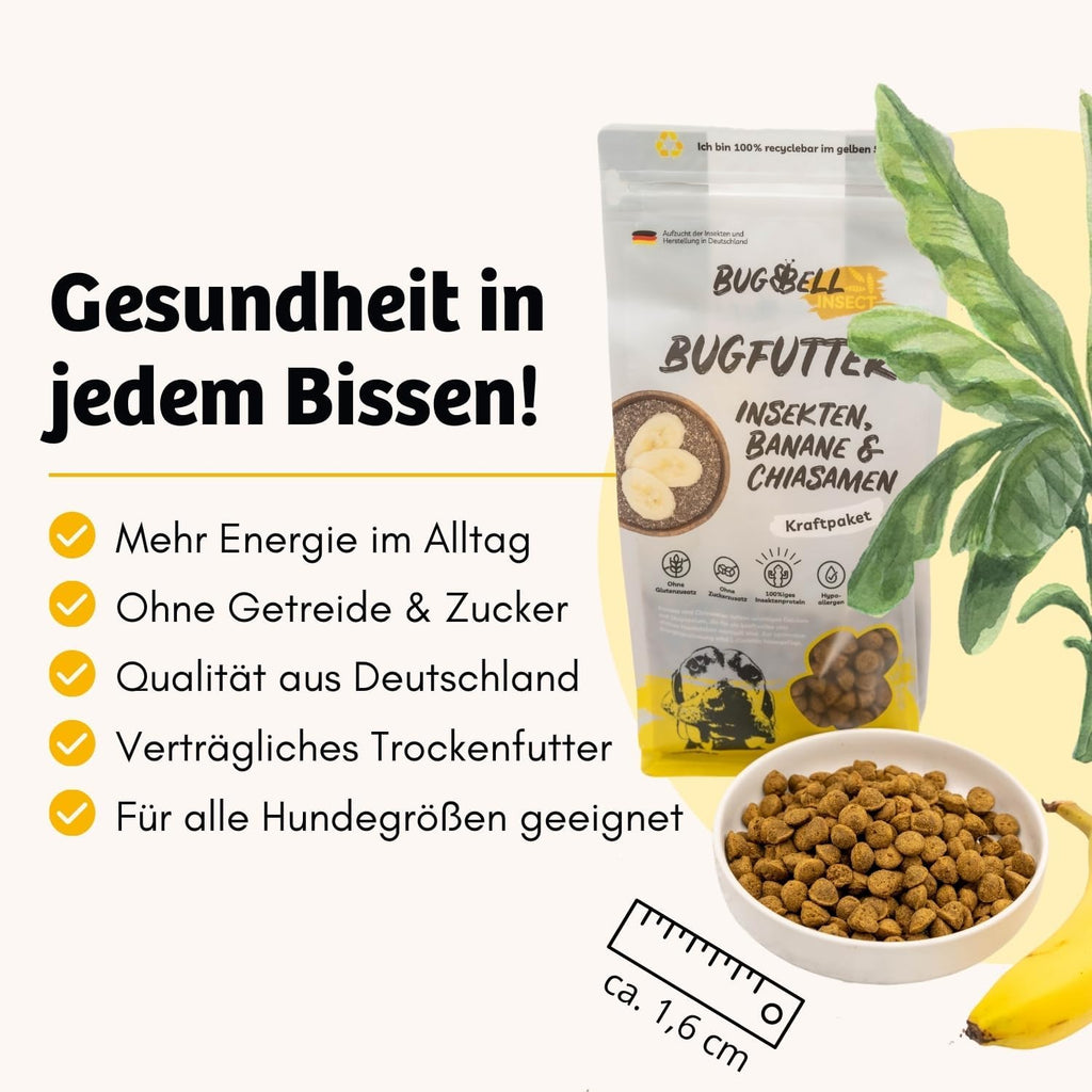 BugBell Trockenfutter Insektenprotein mit Schwarzkuemmeloel Kokosoel Zistrosen