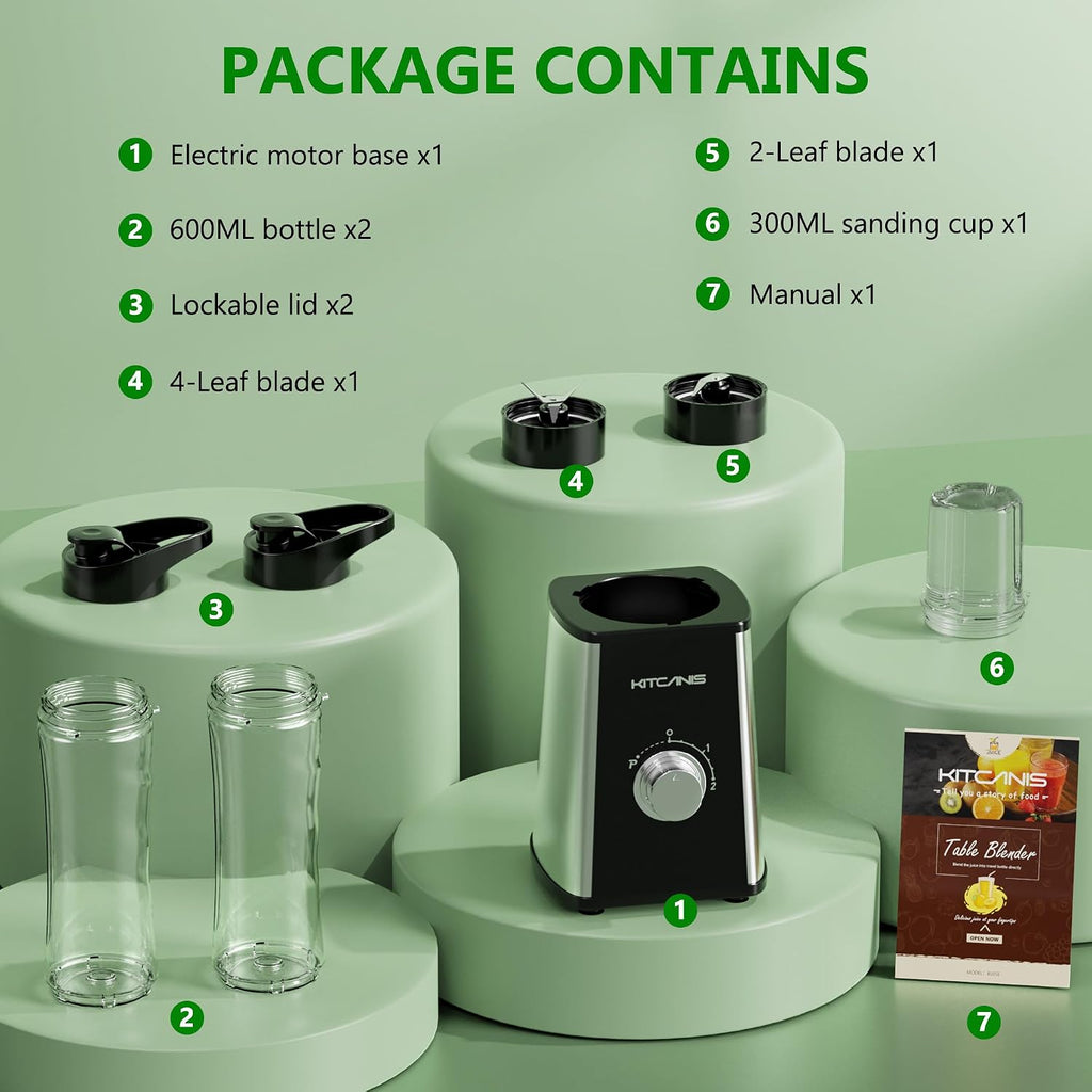 Smoothie Maker Standmixer 800 W mit 2 x Flaschen, Mixgeraet