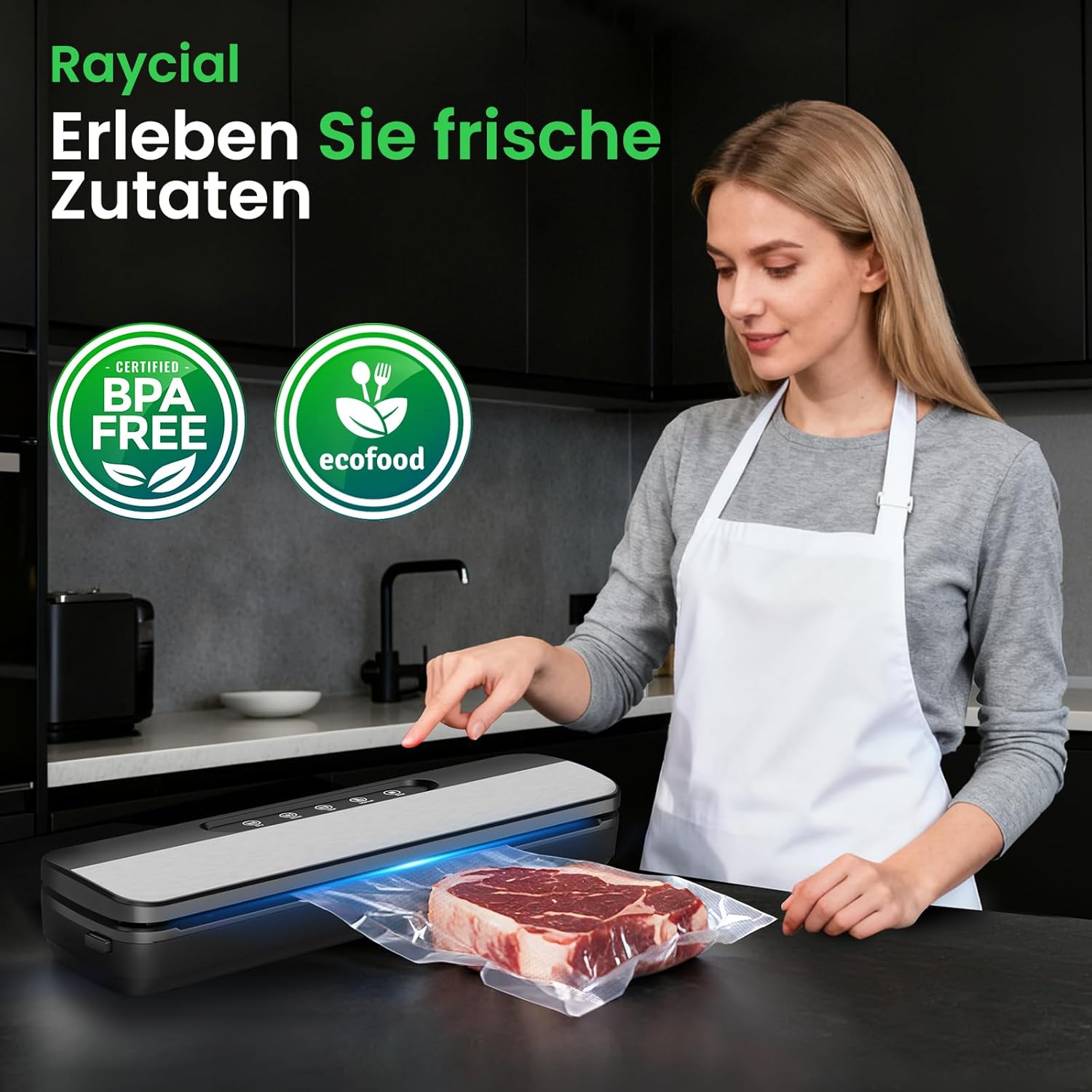 Vakuumiergeraet 7-in-1 145 W fuer Dauerbetrieb, Vakuumierer Lebensmittel