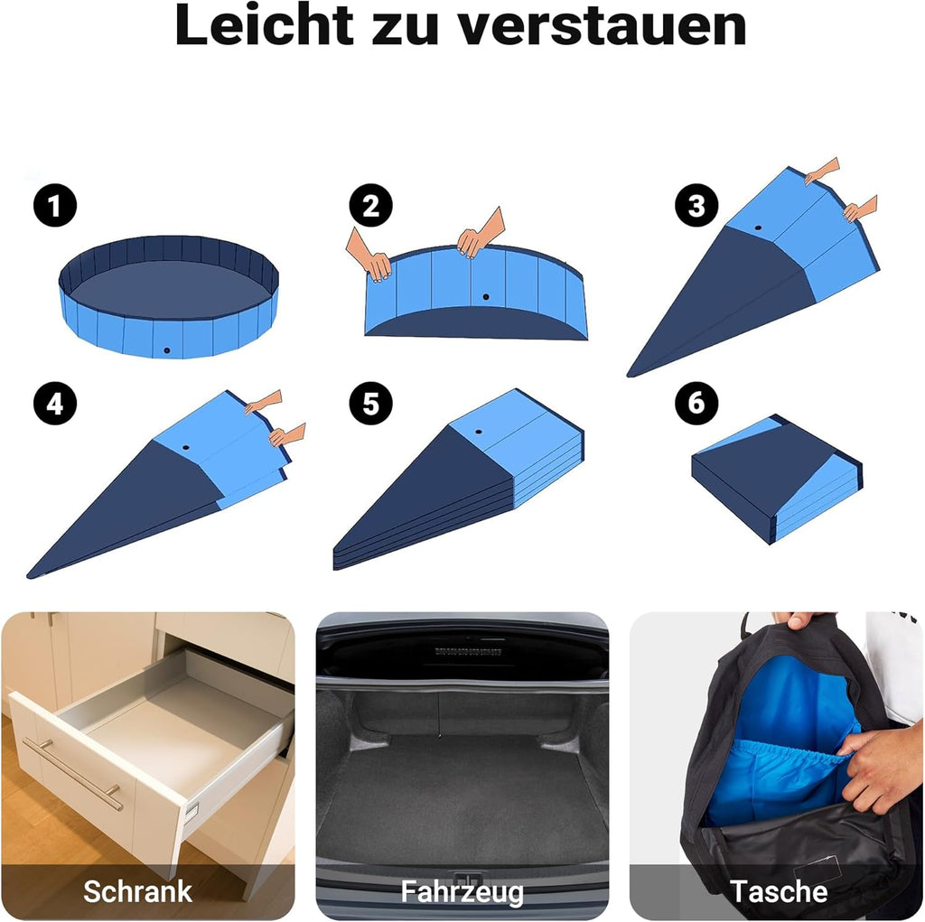 Fudajo Hundepool faltbar 80x20 cm PVC rutschfest mit verstaerkten Kanten 20cm-30c
