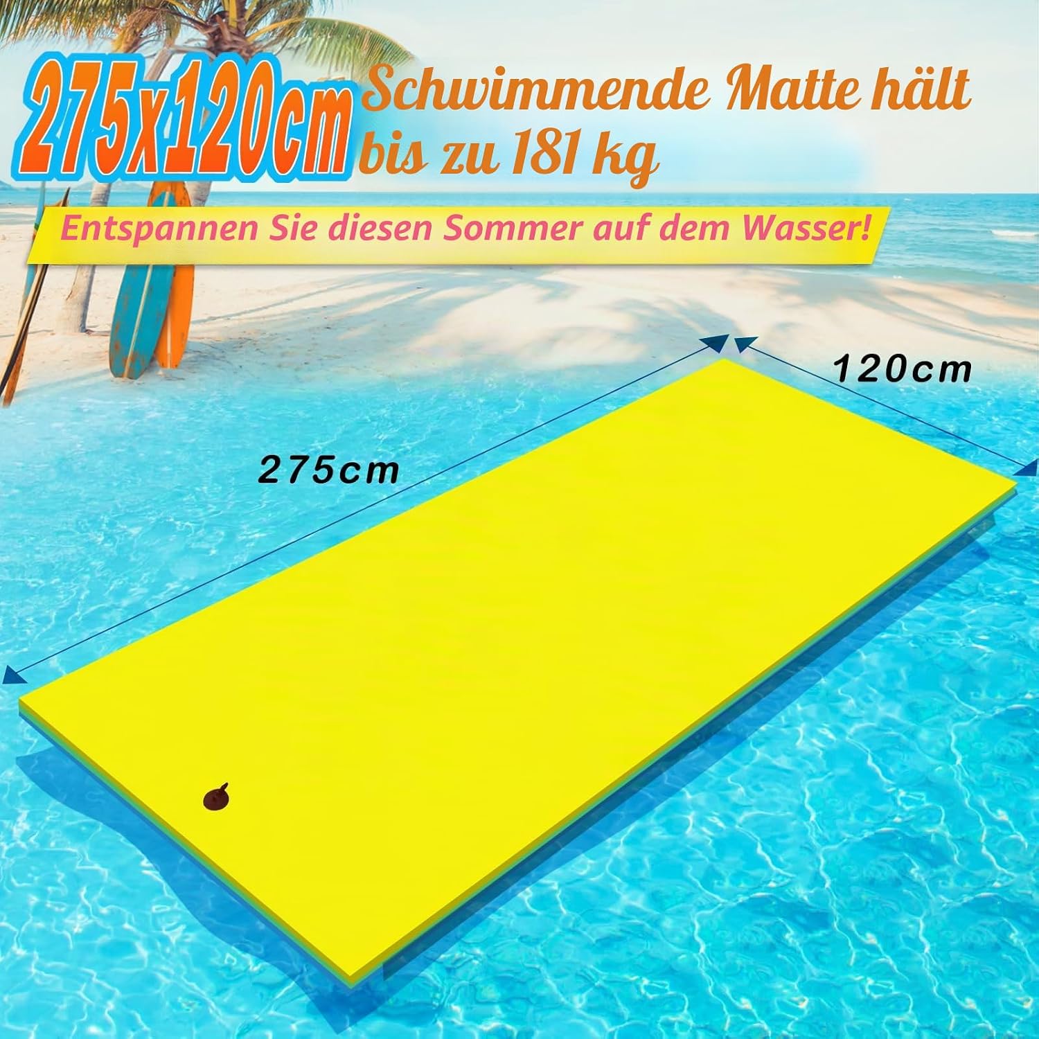 CTSC Floating Mat Schwimminsel 3-lagig XPE Schaum Wassermatte See Pool Strand