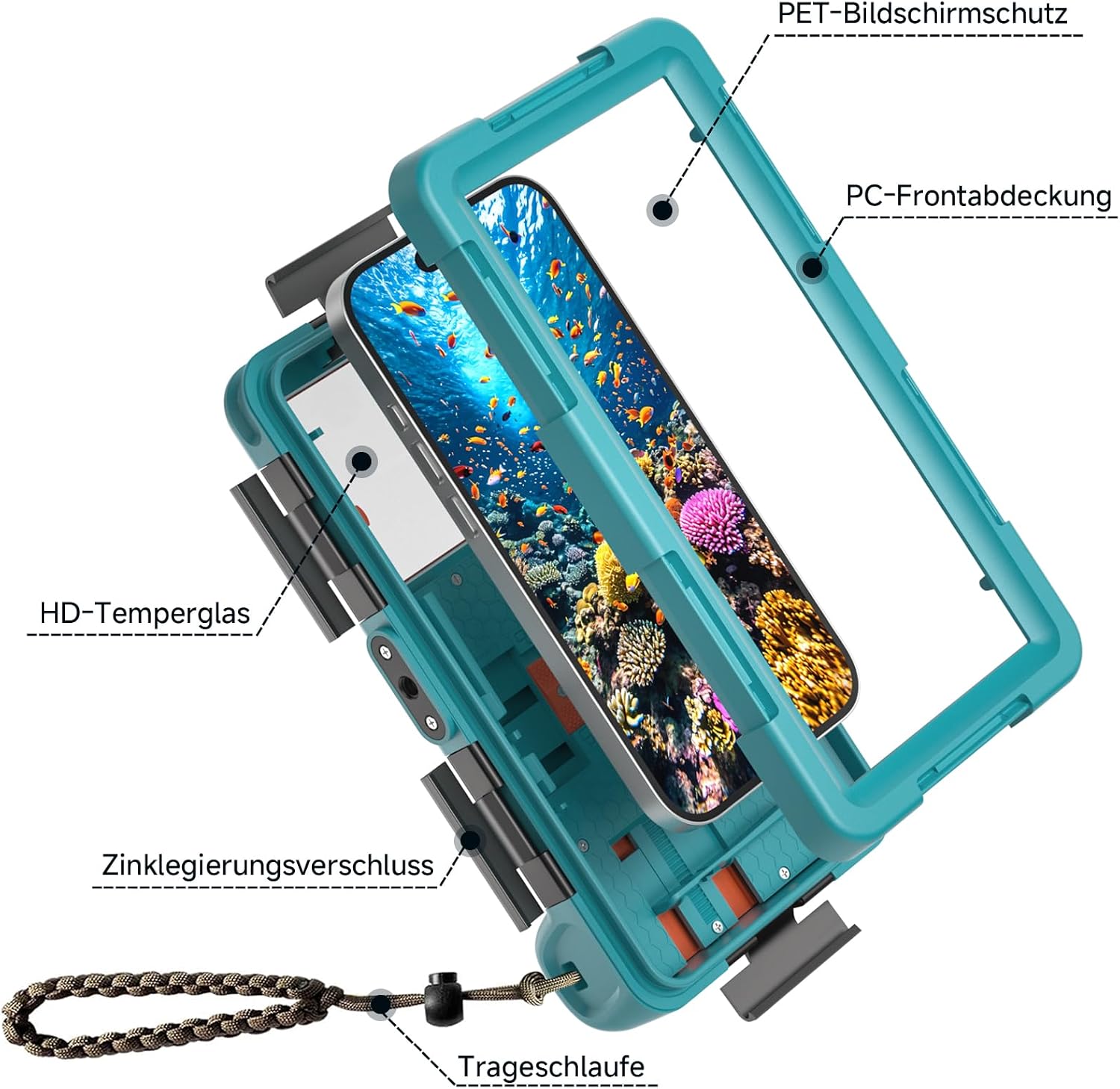 Unterwasser Handyhuelle IP68 15 m wasserdicht kompatibel mit iPhone 17/17 Pro/Pro