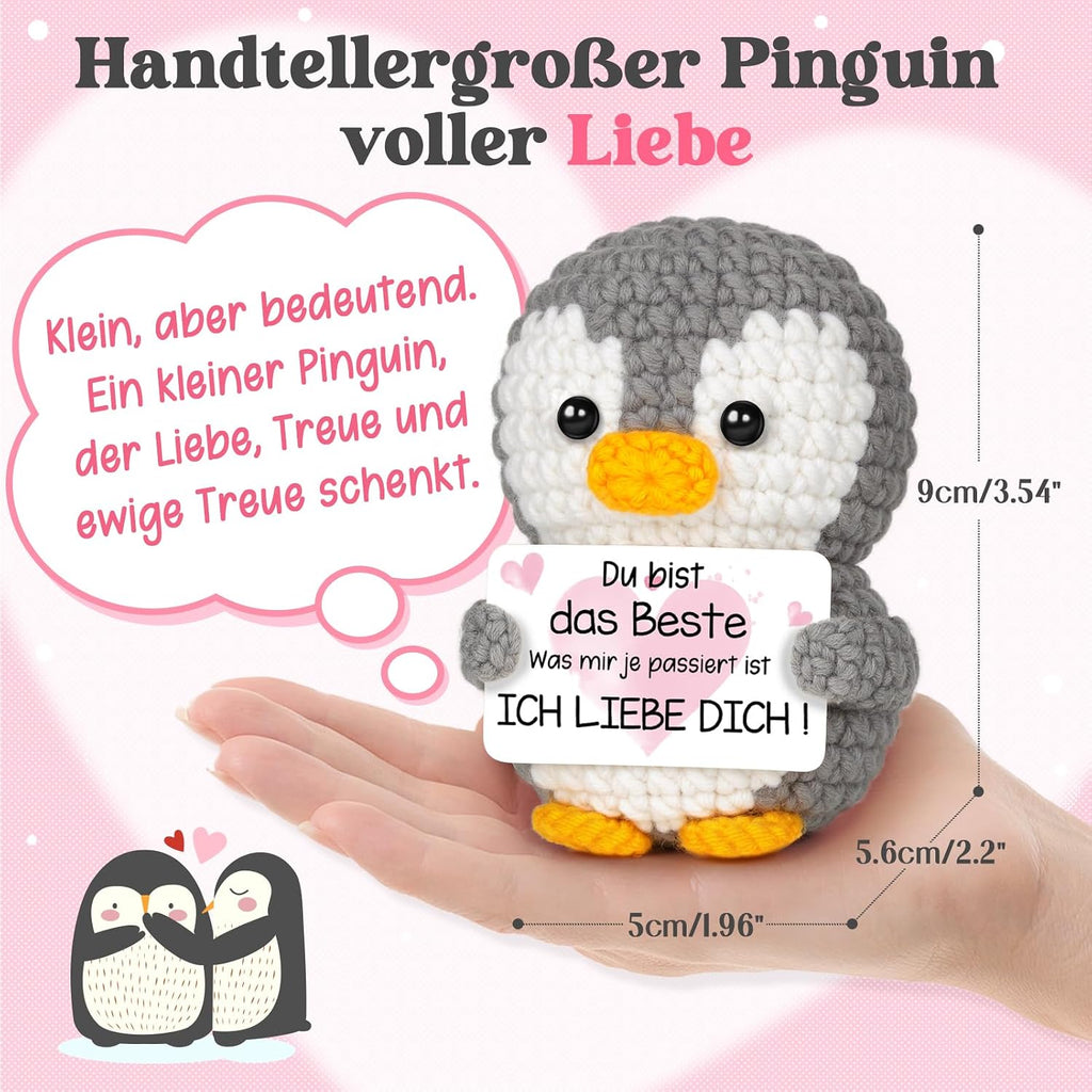 Mini Pinguin Pocket Hug Kuscheltier 'Ich liebe dich' Geschenk Paare