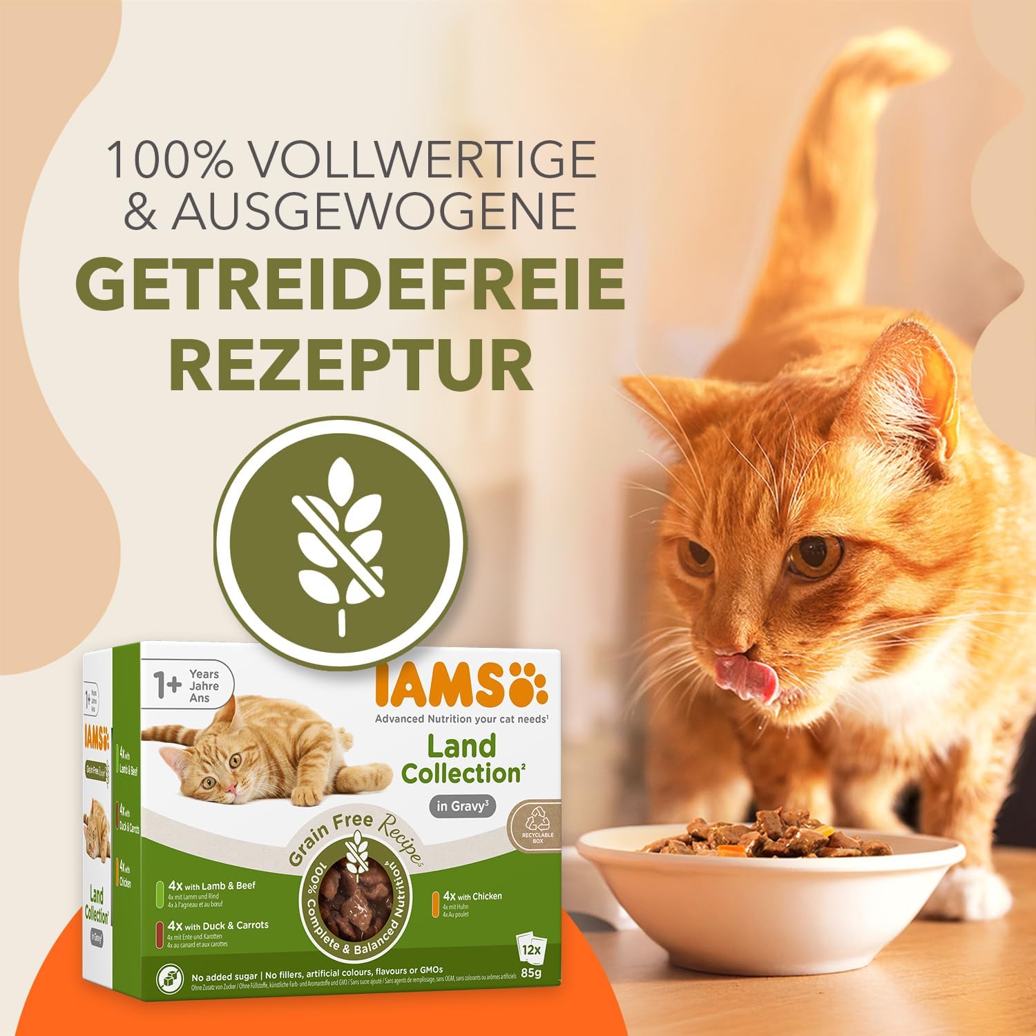 IAMS Delights Land Collection Katzenfutter Nass 12 x 85g getreidefrei ab 1 Jahr