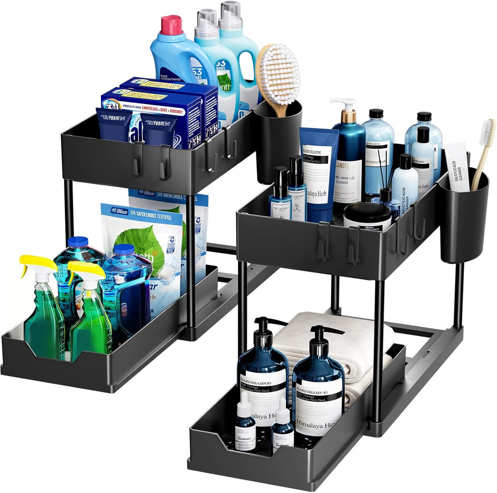 Unter Waschbecken Regal 2 Etagen Spuelschrank Organizer schwarz