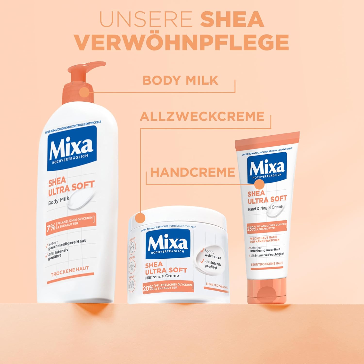 Mixa Shea Ultra Soft Handcreme 100 ml fuer trockene und rissige Haende