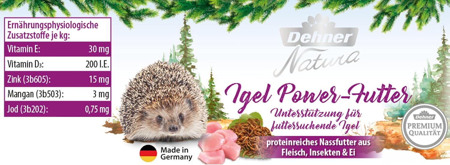 Dehner Natura Igelfutter Nass 6 x 190 g proteinreich Futter für Igel