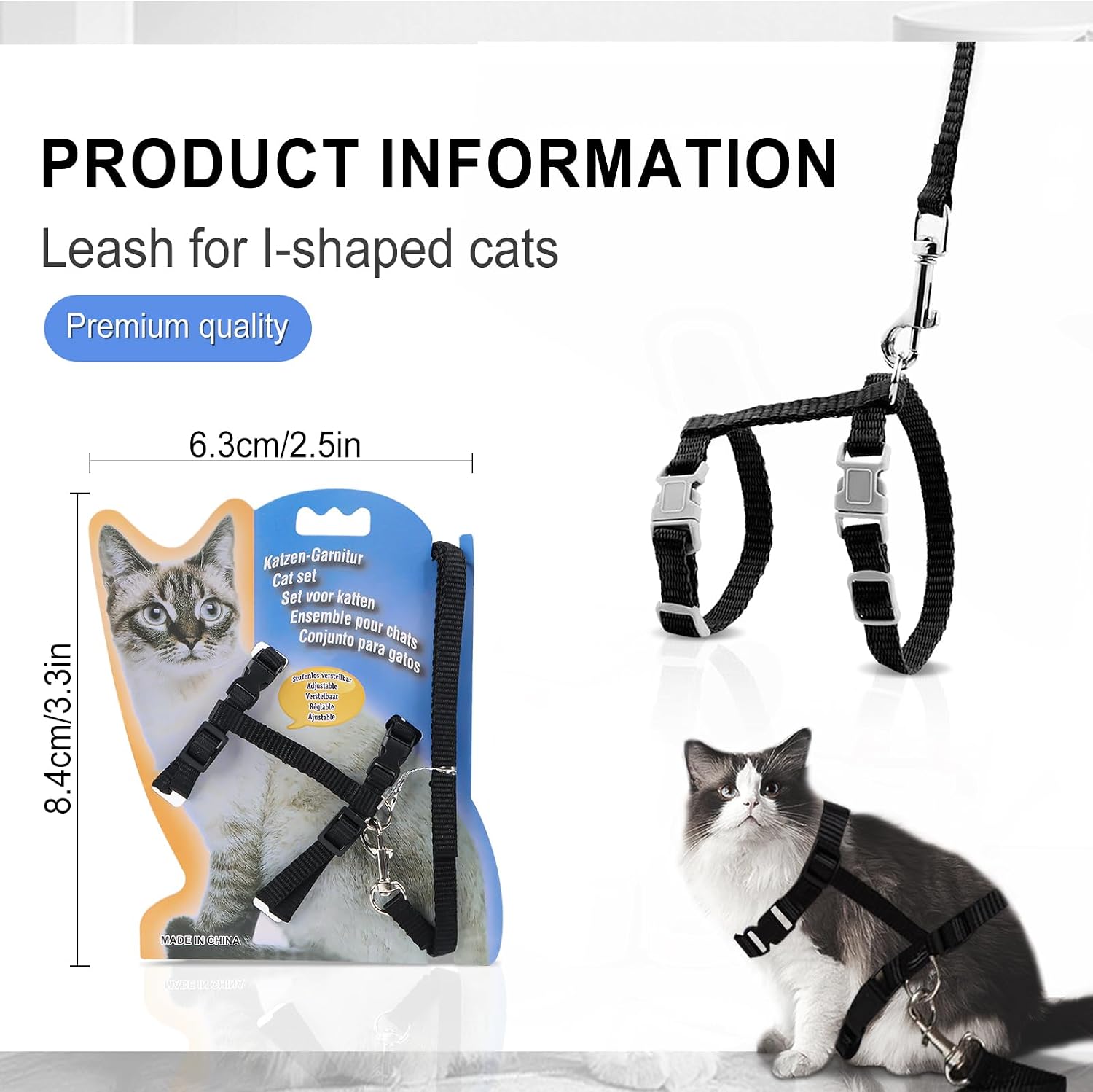 Katzengeschirr verstellbar mit 120 cm Leine ausbruchsicher für Katzen und Kaninc