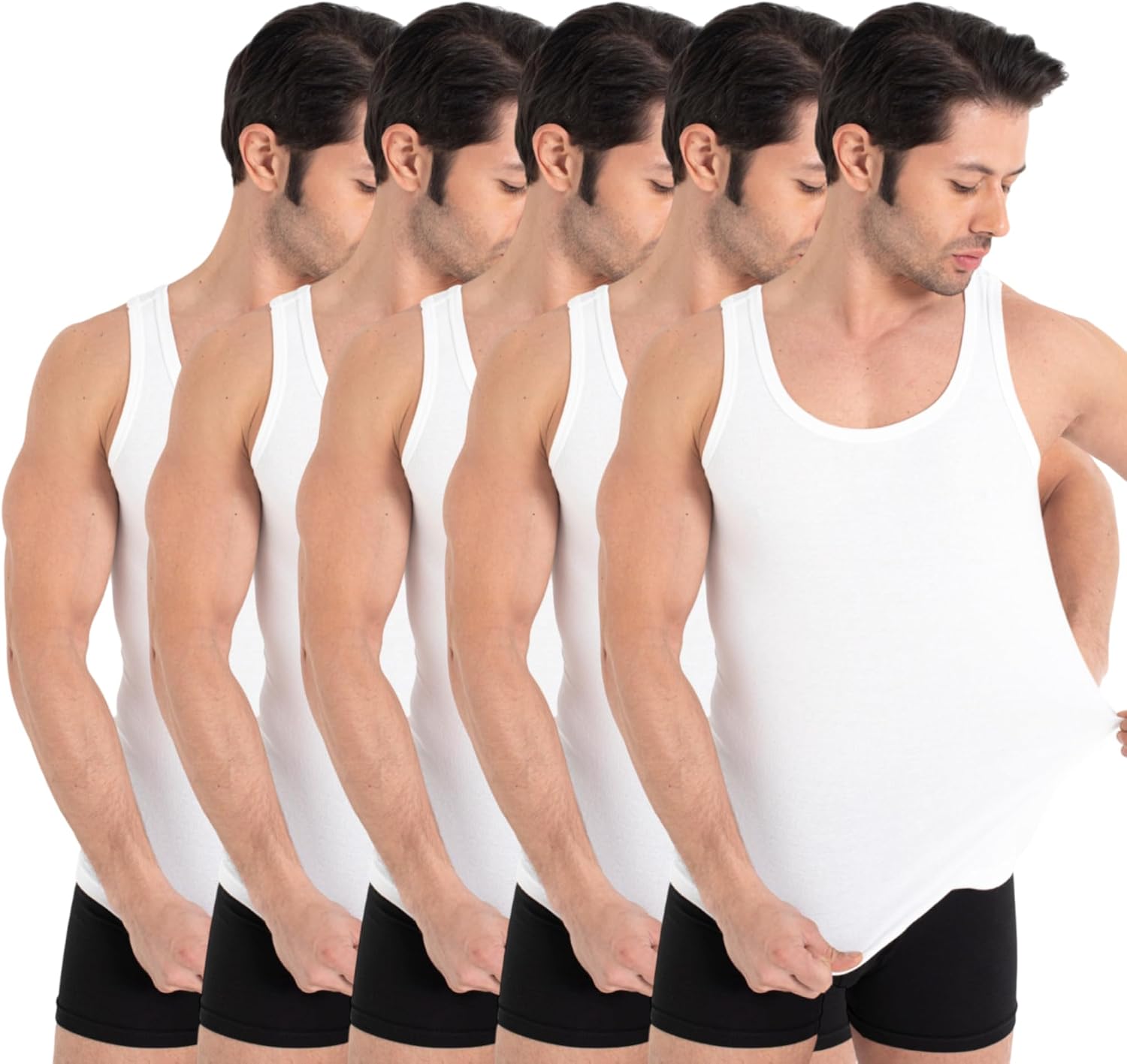 Herren Feinripp Unterhemd 100% Baumwolle Tank Top Groesse S-5XL 3er/5er Pack
