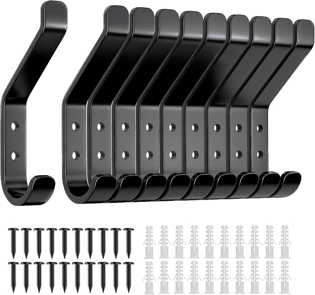 Garderobenhaken 10er Set schwarz Metall 10 cm Wandhaken zum Schrauben