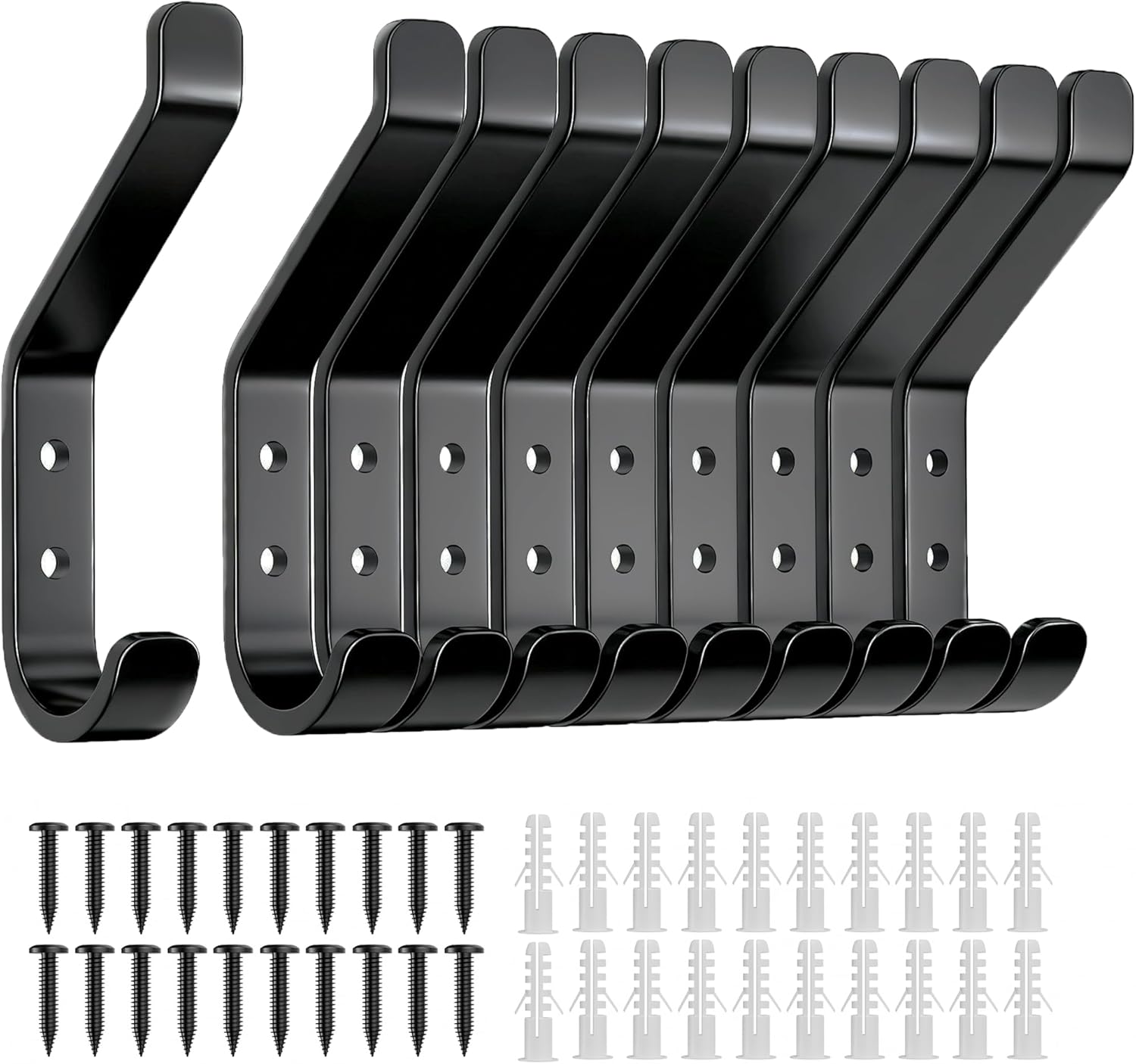 Garderobenhaken 10er Set schwarz Metall 10 cm Wandhaken zum Schrauben