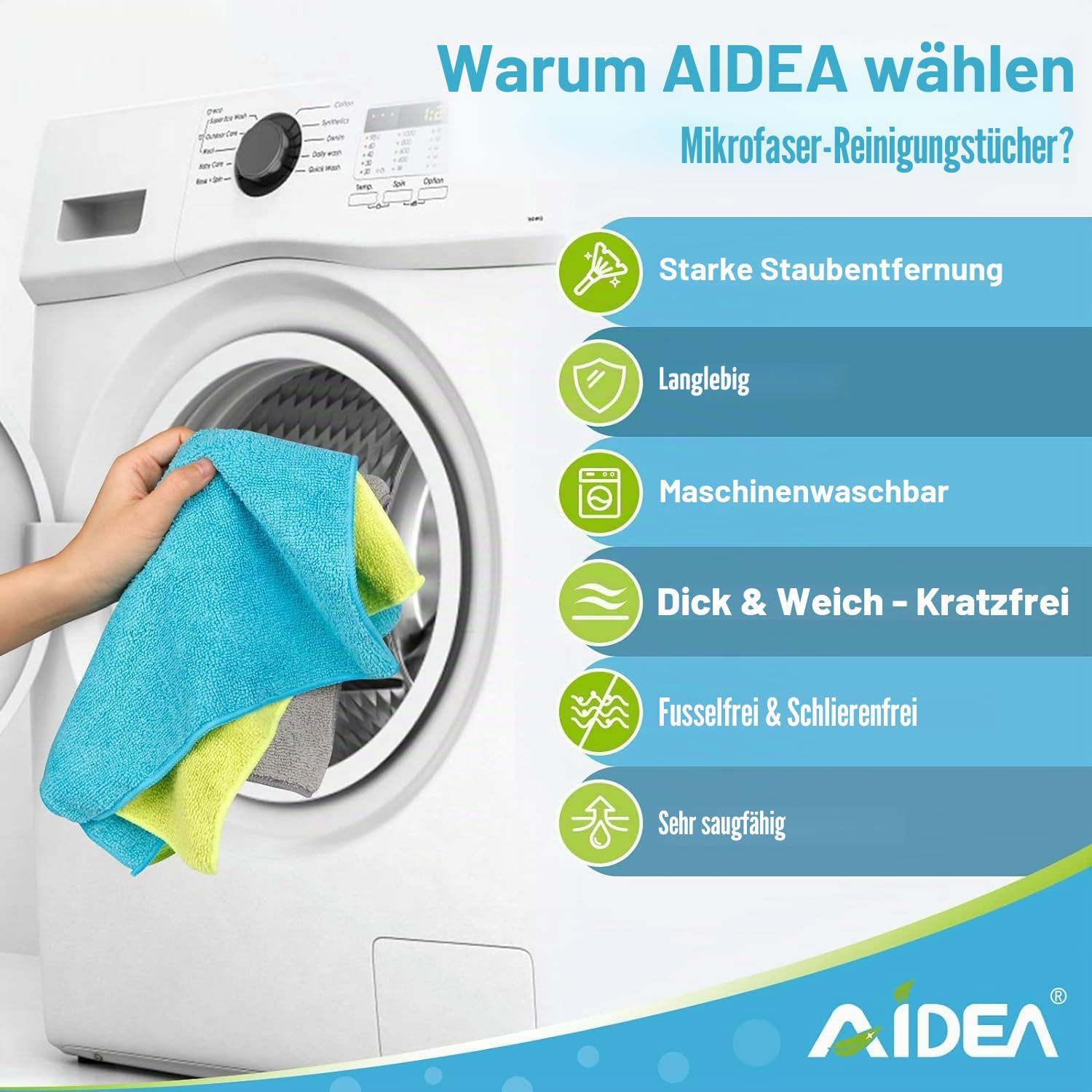 AIDEA Mikrofasertuecher 100 Stueck Reinigungstuecher Haushalt 30x30 cm