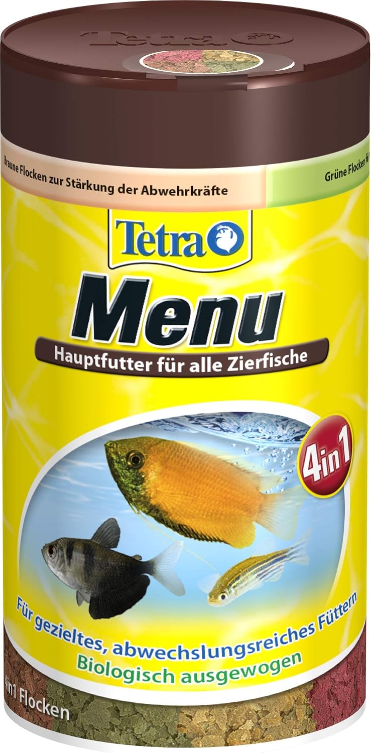 Tetra Min Menu Fischfutter mit 4 Spezialflocken fuer Zierfische