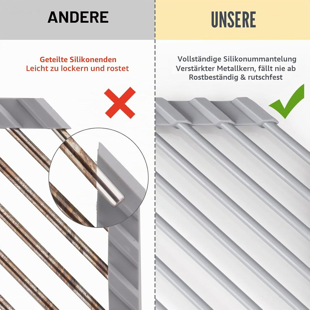 Edelstahl dreieckiges Abtropfgestell mit Silikon Kuechen Organizer platzsparend