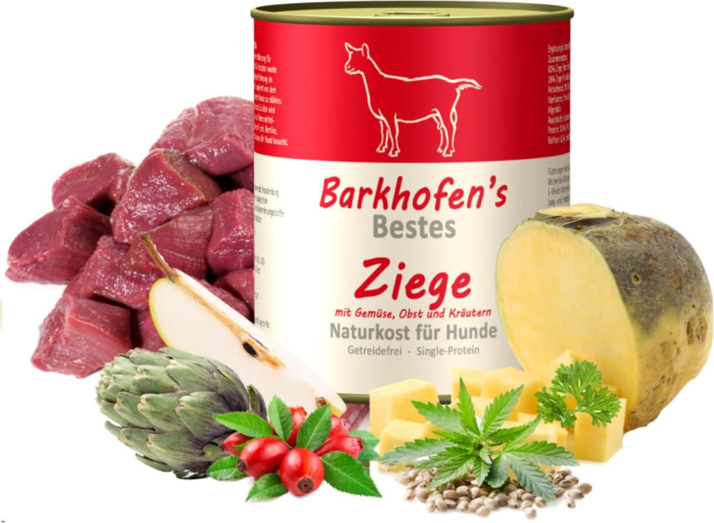 Barkhofen Nassfutter fuer Hund 6 x, getreidefrei, Ziege, verschiedene Sorte